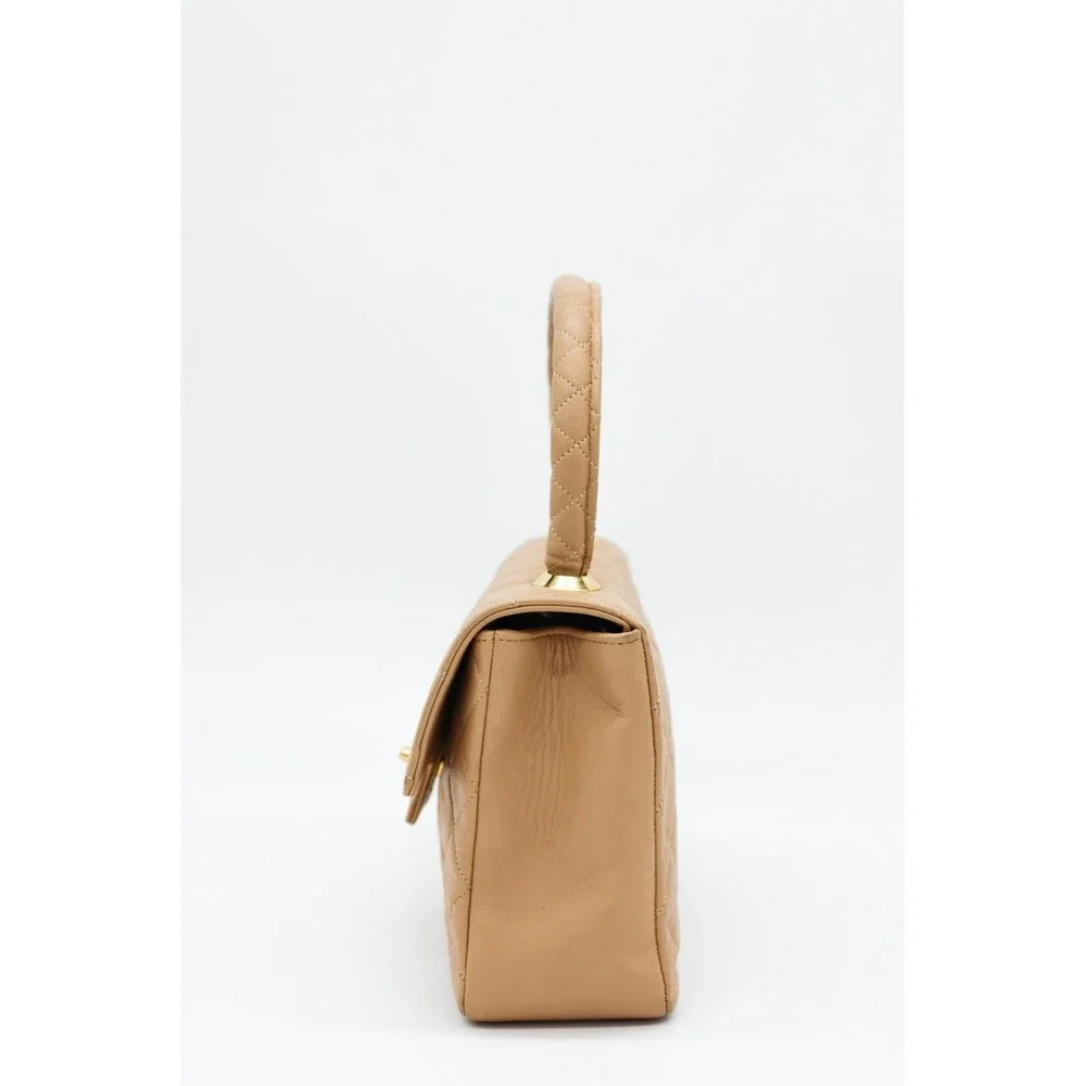 Chanel Square Beige Matalesse Top Handle Lambskin‎ Quilted Bag